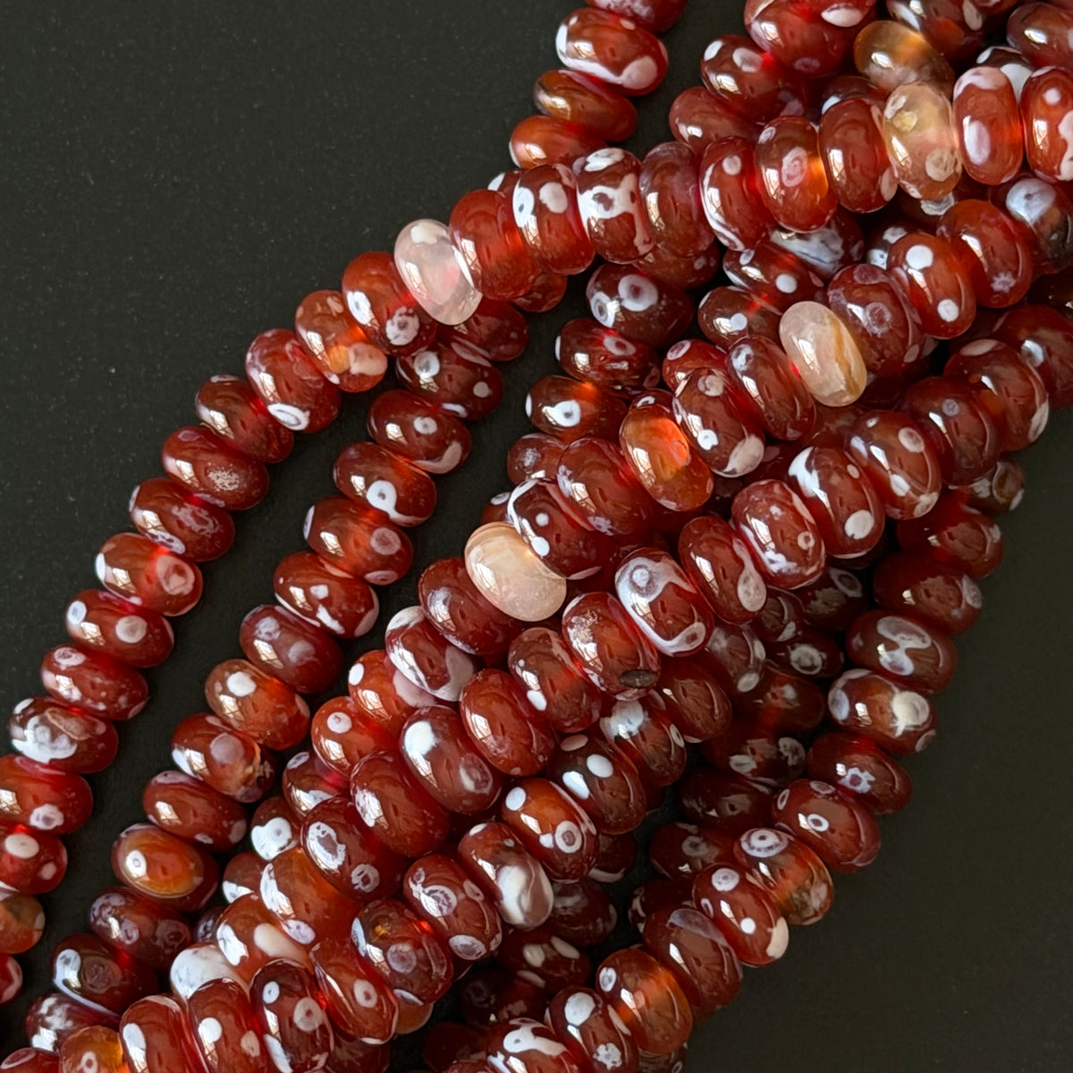 5x8mm Red Dream Fire Agate smooth rondelle 15.5” strand