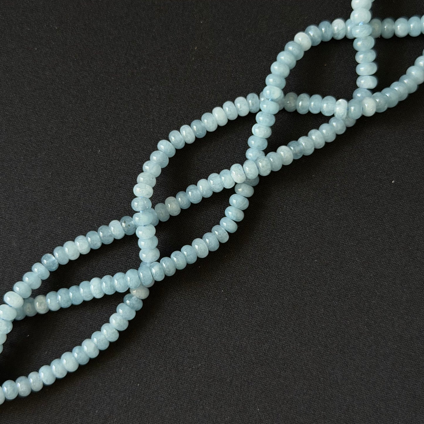 Aquamarine color dyed jade smooth rondelle 4x6mm