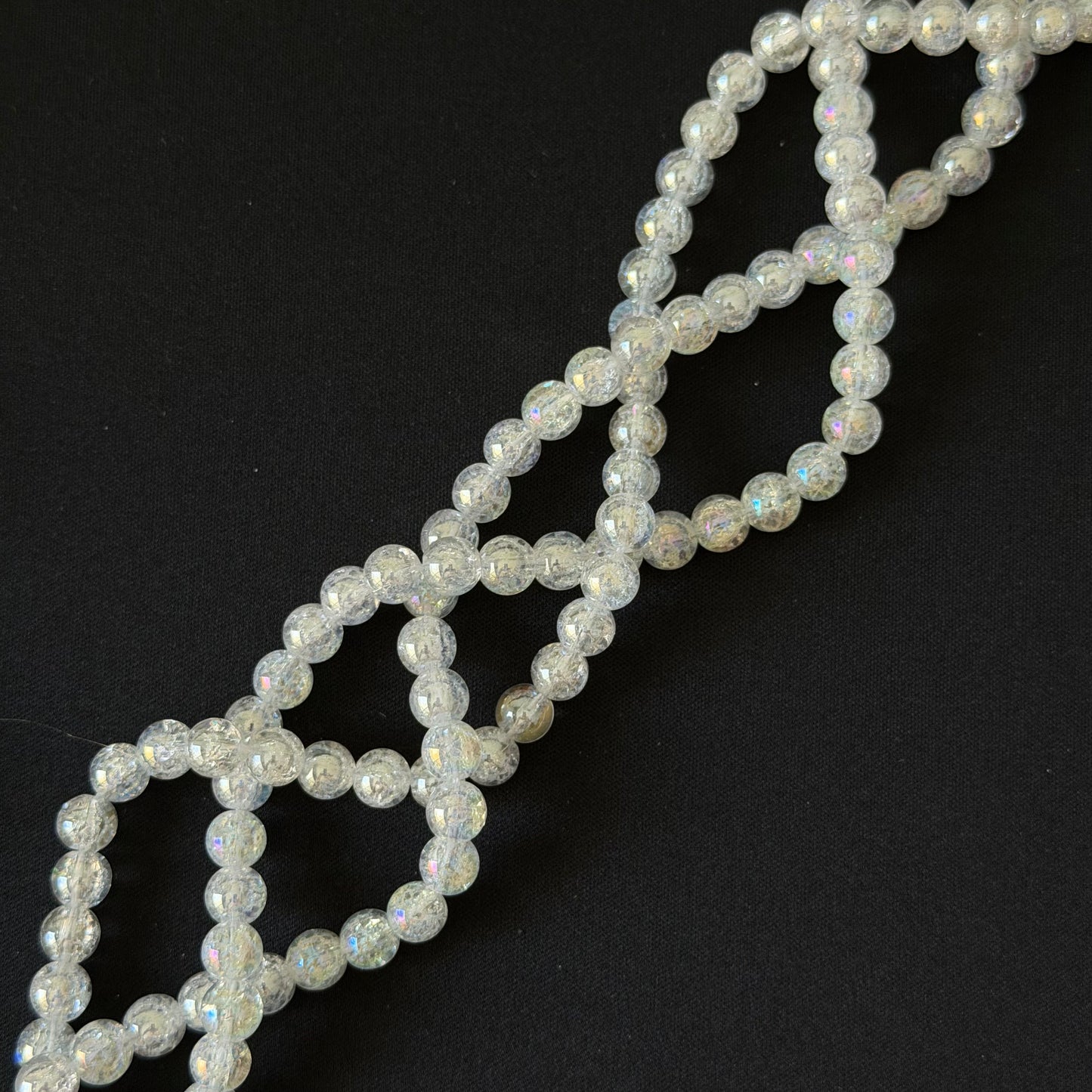 AB Coated Crackle Quartz Crystal Smooth Round Beads 8mm