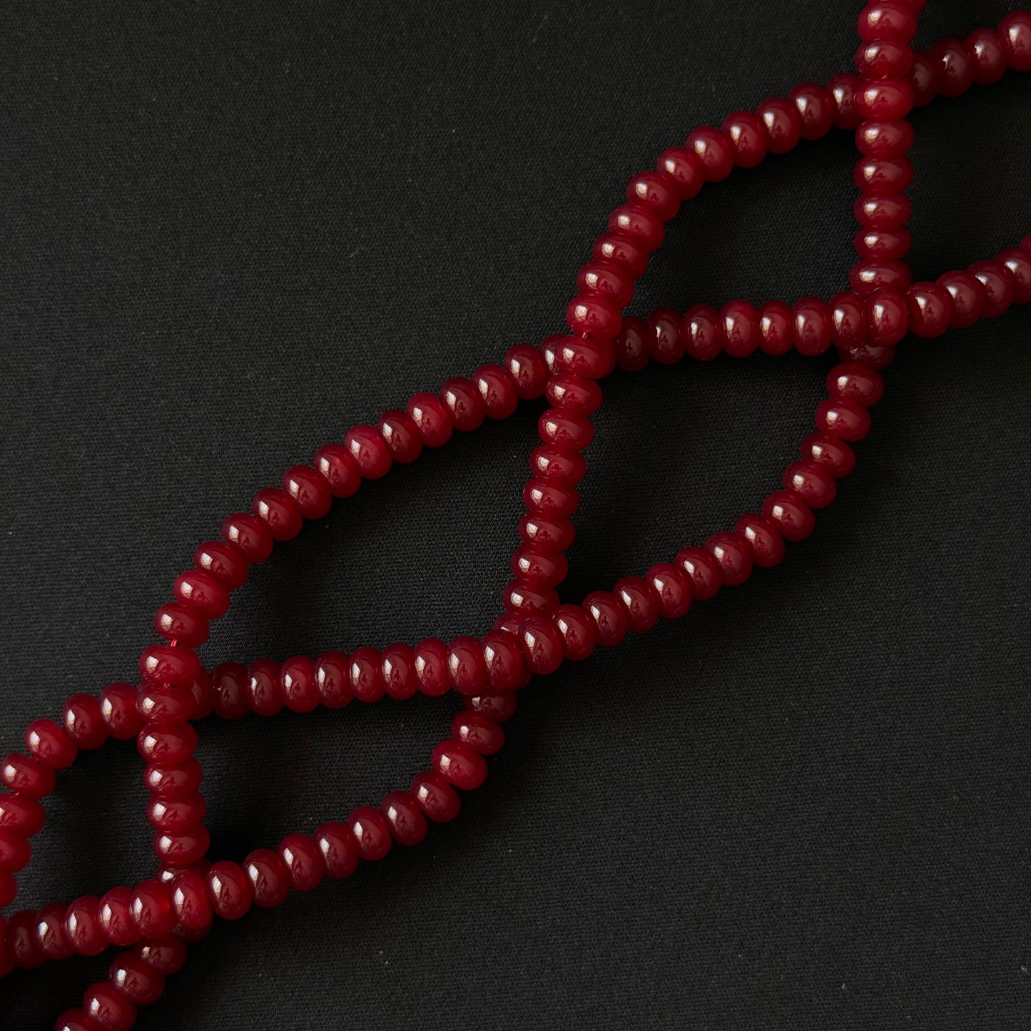 Ruby Red Color Dyed Jade Smooth Rondelle Beads 5x8mm