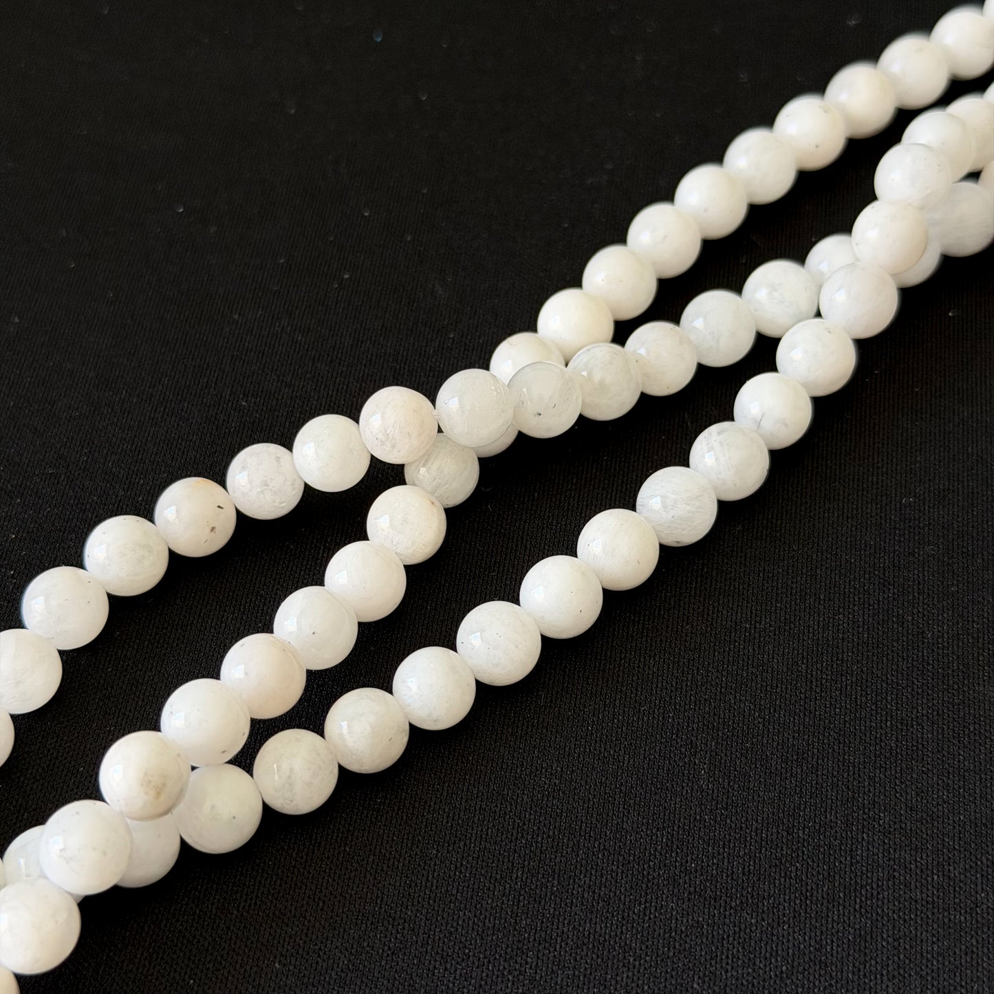 White Moonstone Smooth Round Beads 6mm 8mm