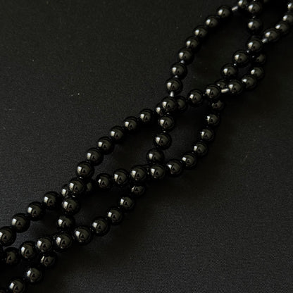 2.0mm Hole Black Onyx Smooth Round Beads 8mm