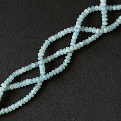 Aquamarine color dyed jade smooth rondelle 4x6mm
