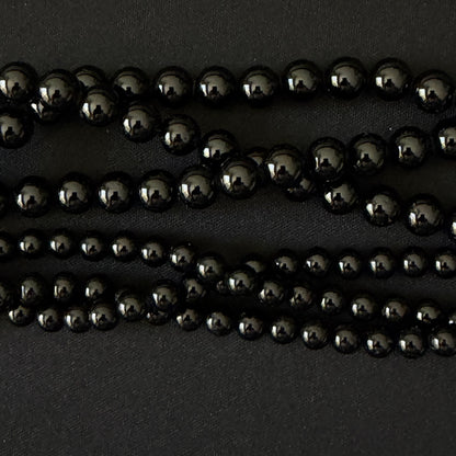 Natural Black Tourmaline Smooth Round Beads 6mm 8mm