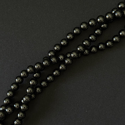 Natural Black Tourmaline Smooth Round Beads 6mm 8mm