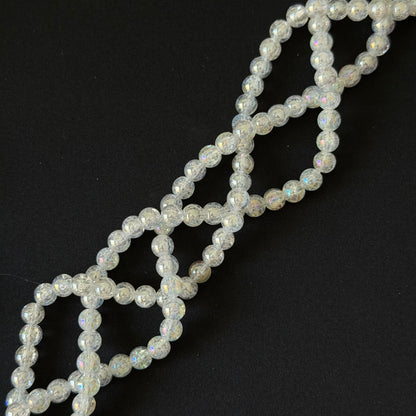 AB Coated Crackle Quartz Crystal Smooth Round Beads 8mm