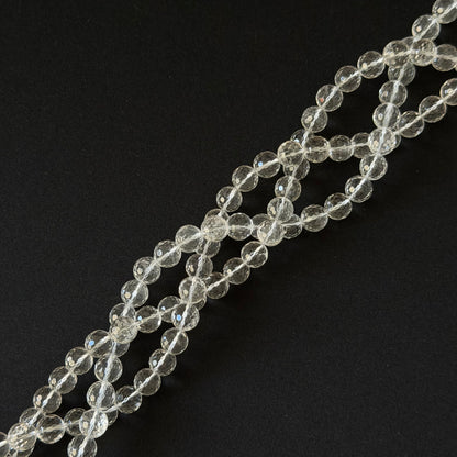 Clear Quartz Crystal Faceted Round Beads 10mm