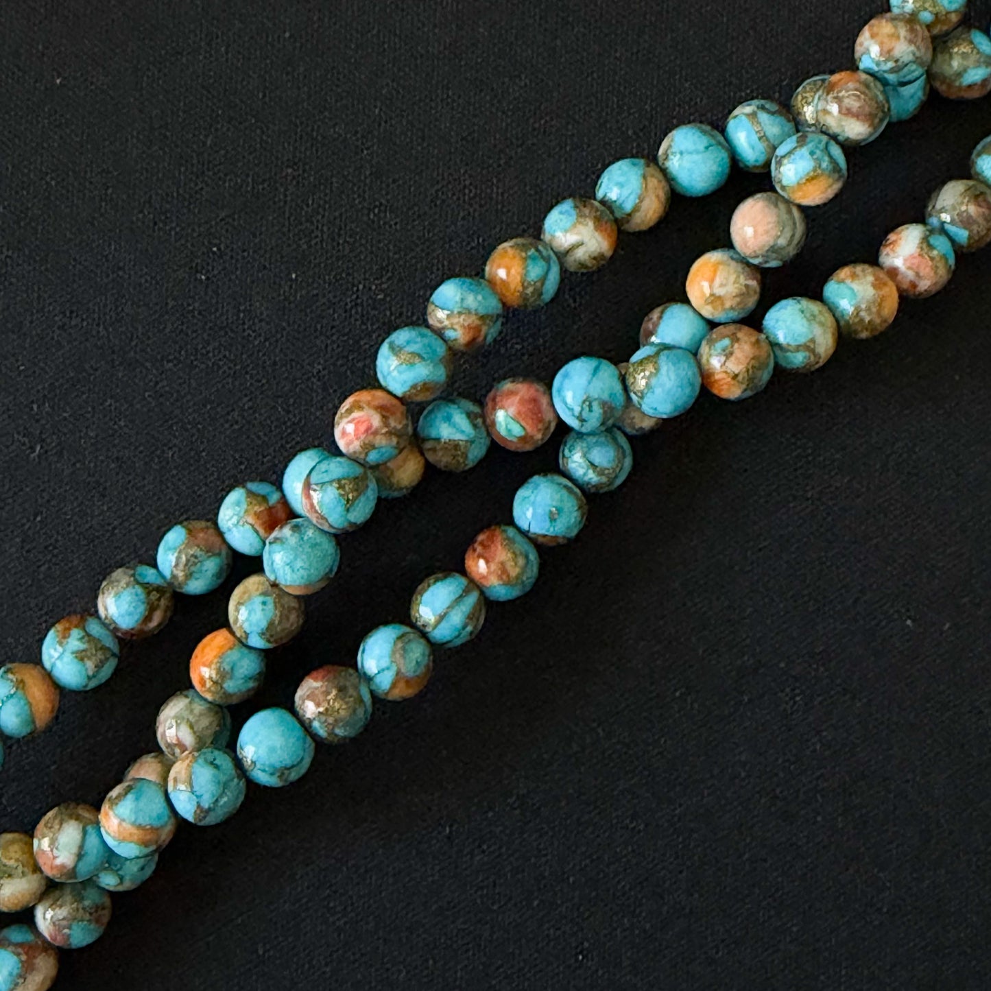 Natural Spiny Oyster Mohave Copper Turquoise Smooth Round Beads 6mm 8mm