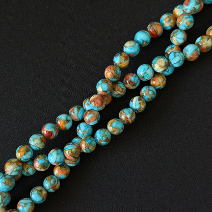 Natural Spiny Oyster Mohave Copper Turquoise Smooth Round Beads 6mm 8mm