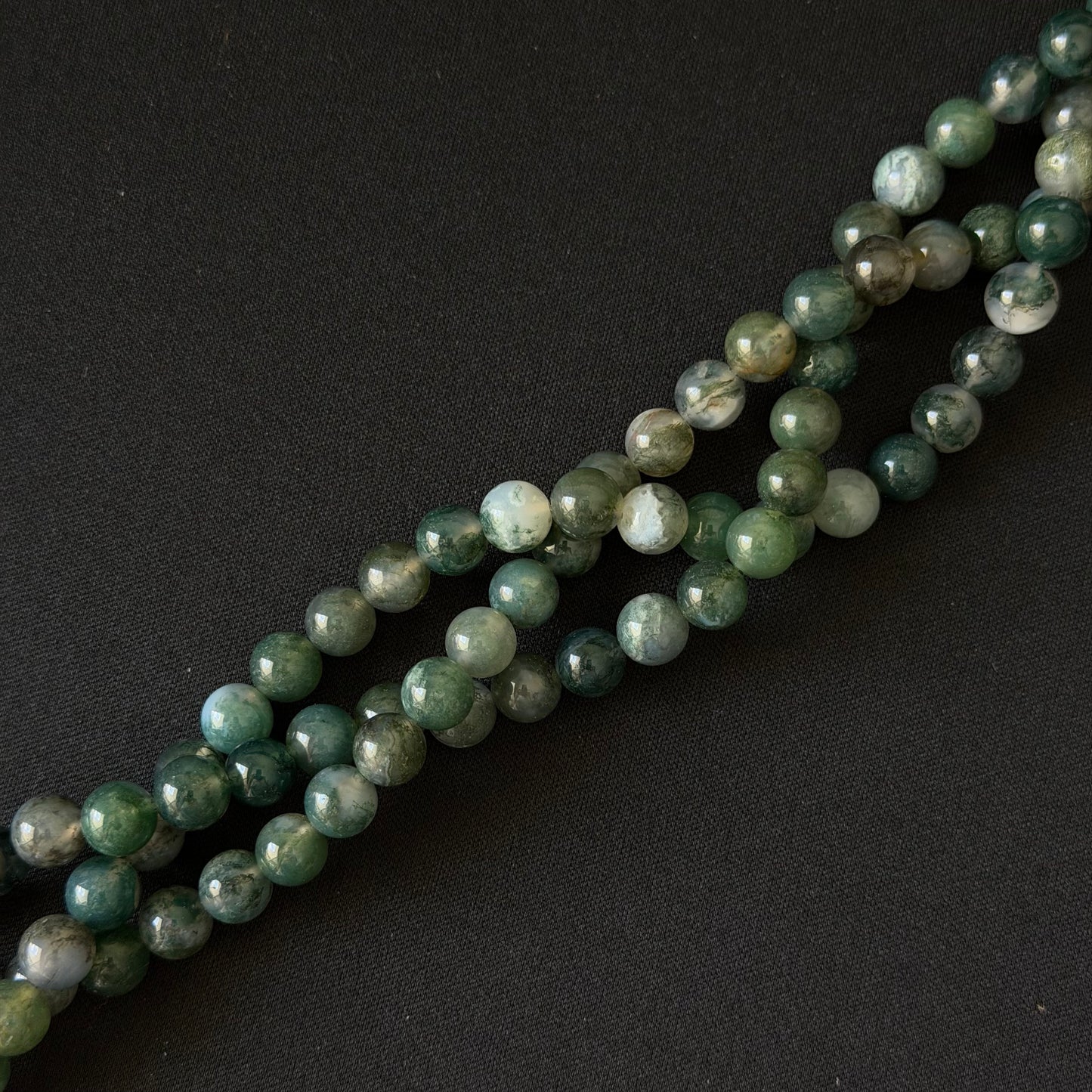 Natural Green Moss Agate smooth round 6mm 8mm