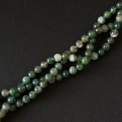 Natural Green Moss Agate smooth round 6mm 8mm