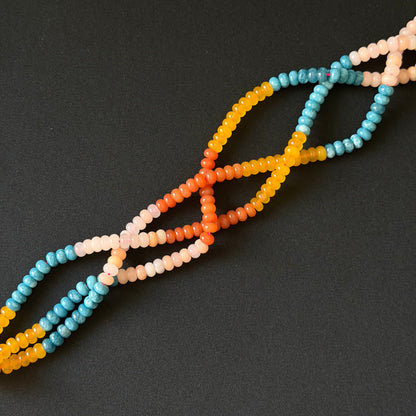 Bright Rainbow Color Multi Gemstone Smooth Rondelle Beads 5x8mm