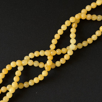 Natural Yellow Jade Smooth Round Beads 8mm