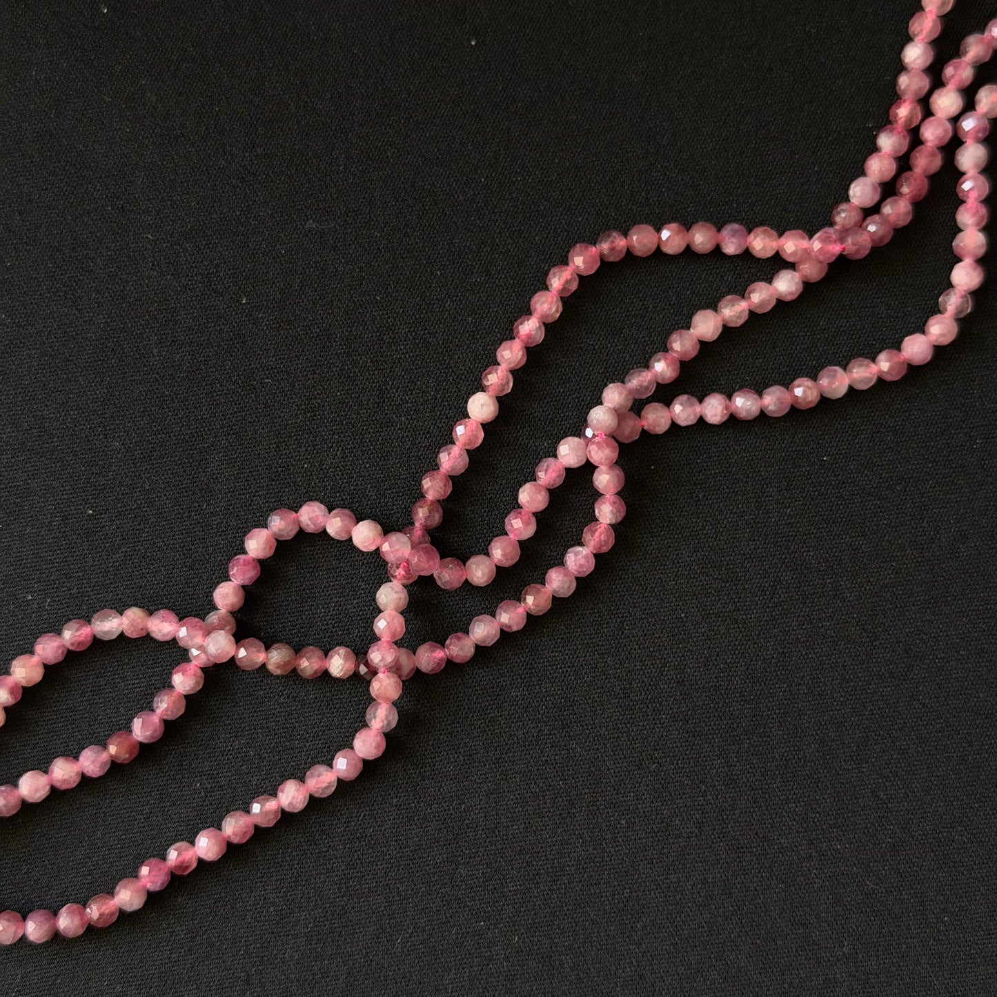 Natural Pink Tourmaline Faceted Round Beads 4mm