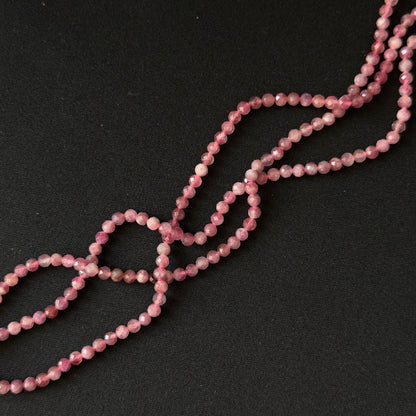 Natural Pink Tourmaline Faceted Round Beads 4mm