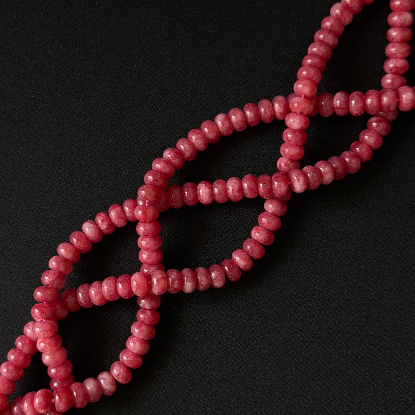 Rhodochrosite Color Dyed Jade Smooth Rondelle Beads 5x8mm