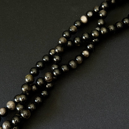Silver Obsidian Smooth Round Beads 10mm