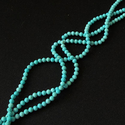 Blue Turquoise Faceted Round Size Beads 3mm