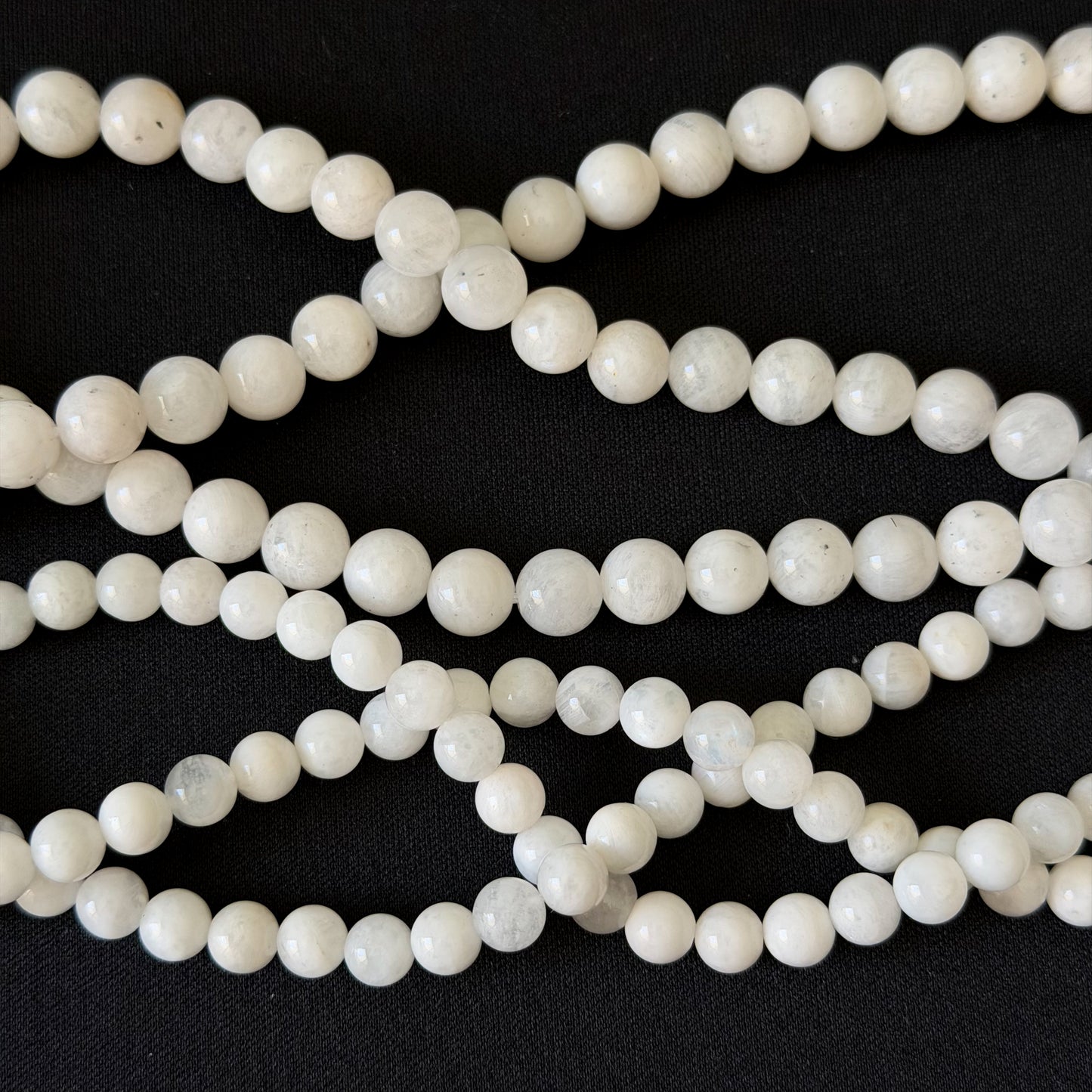 White Moonstone Smooth Round Beads 6mm 8mm
