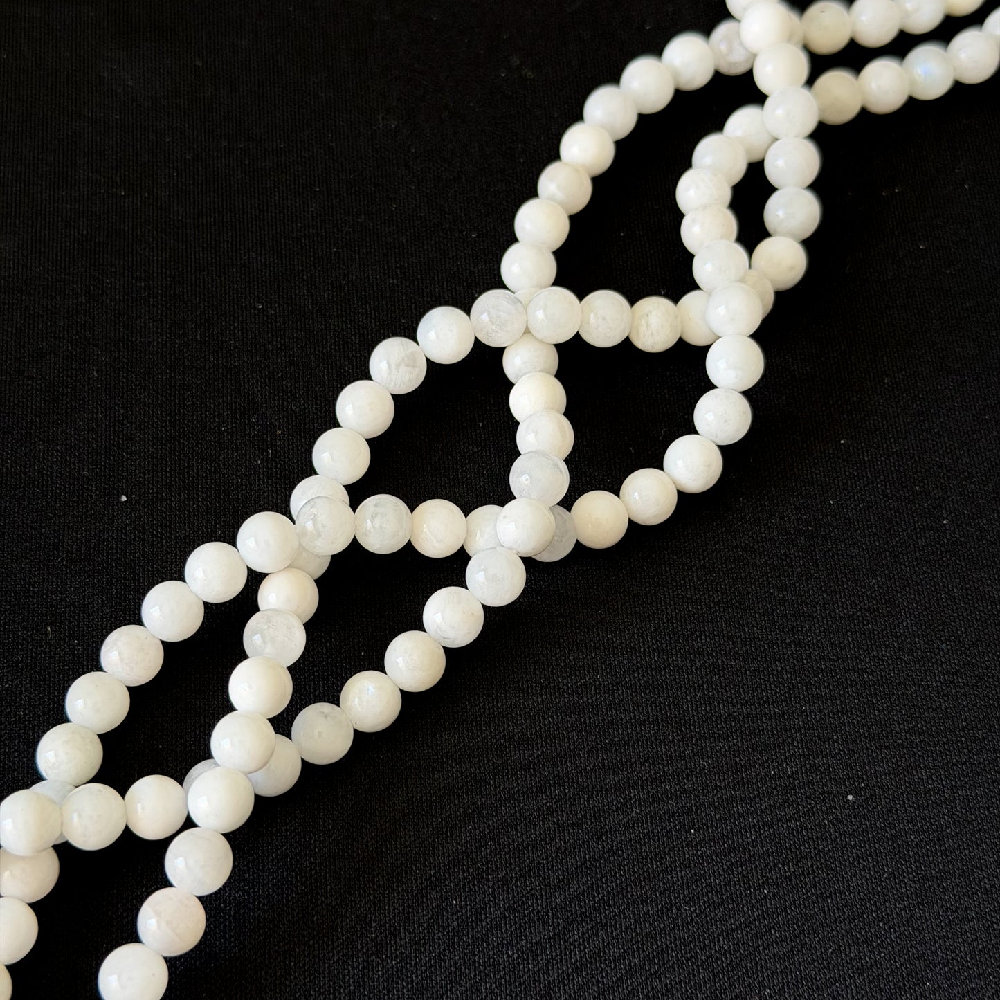 White Moonstone Smooth Round Beads 6mm 8mm