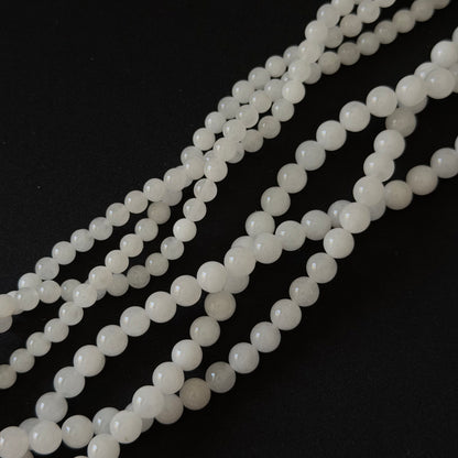 Natural White Jade Smooth Round Beads 6mm 8mm