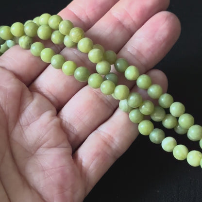 Natural Chinese Green Jade Smooth Round Beads 6mm 8mm 10mm