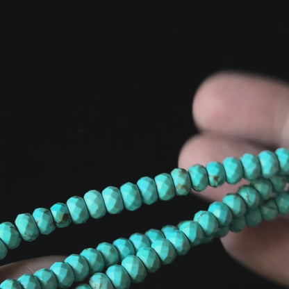 Blue Magnesite Turquoise Faceted Rondelle Beads 4x6mm