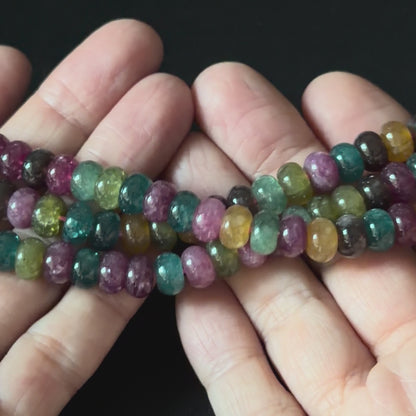 Multi Color Tourmaline Color Dyed Jade Smooth Rondelle Beads 5x8mm