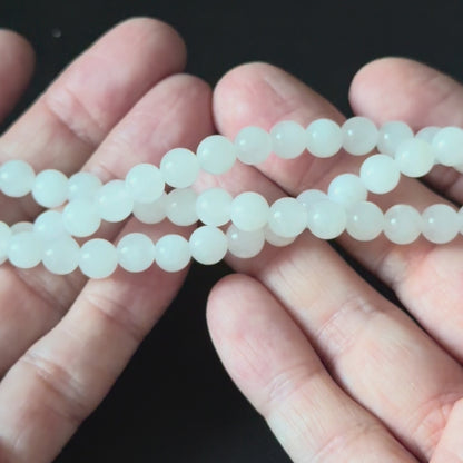 Natural White Jade Smooth Round Beads 6mm 8mm
