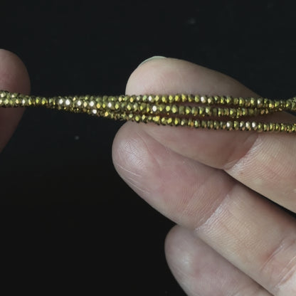 Gold Rainbow Plated Hematite Faceted Rondelle Beads 1x2mm 15.5''Strand
