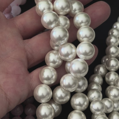 White Shell Pearl Smooth Round Beads 4mm 6mm 8mm 10mm 12mm