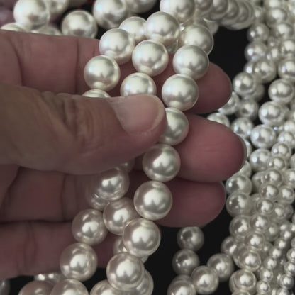 White Shell Pearl Smooth Round Beads 4mm 6mm 8mm 10mm 12mm