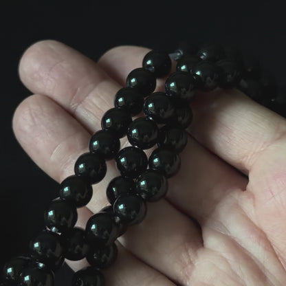 2.0mm Hole Black Onyx Smooth Round Beads 8mm