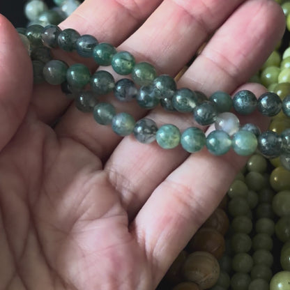 Natural Green Moss Agate smooth round 6mm 8mm