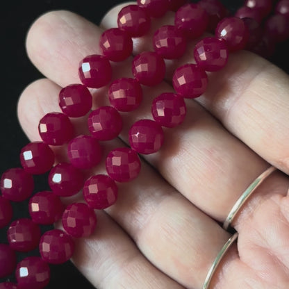 Natural Grade AA Ruby Micro Faceted Round Beads Size 6mm 15.5'' Strand