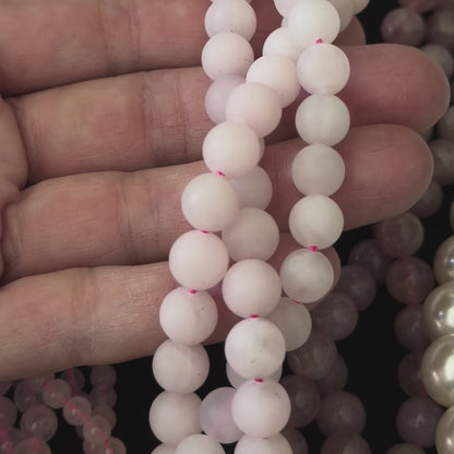 Rose Quartz Matte Round Beads 8mm