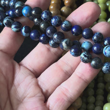 Dark Blue sea sediment Jasper Smooth round Beads 8mm