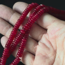 Red Dyed Jade Smooth Rondelle Beads 2x6mm