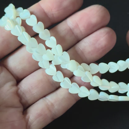 Mother of Pearl Shell Heart Beads 6mm