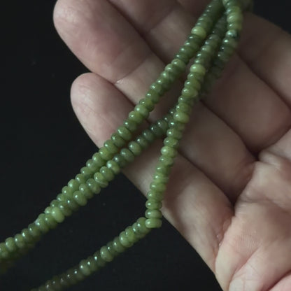 Natural Green Jade Smooth Rondelle Beads 2x4mm