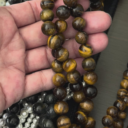 Yellow Tiger Eye Smooth Round Beads 4mm 6mm 8mm 10mm