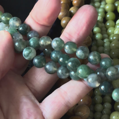 Natural Green Moss Agate smooth round 6mm 8mm