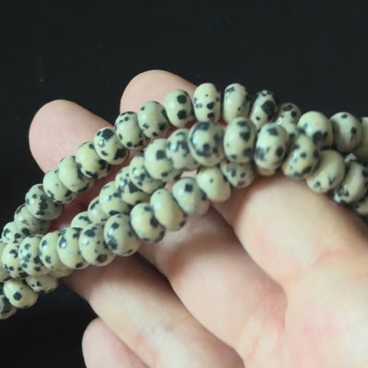 Natural Dalmatian Jasper Smooth Rondelle Beads 5x8mm