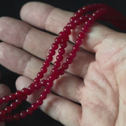 Red Dyed Jade Smooth Round Beads 4mm