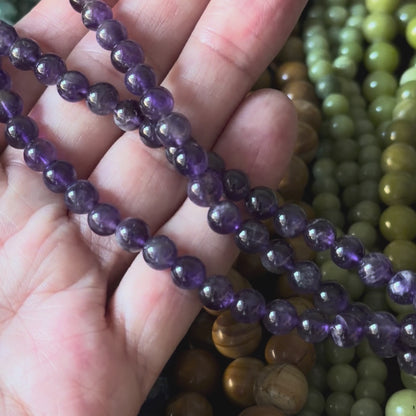 Natural Amethyst smooth round 6mm 8mm