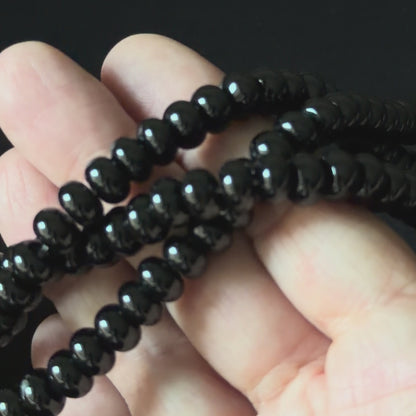 Black Onyx Smooth Rondelle Beads 5x8mm