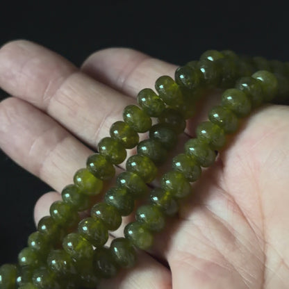 Green Apatite Color Dyed Jade Smooth Rondelle Beads 5x8mm