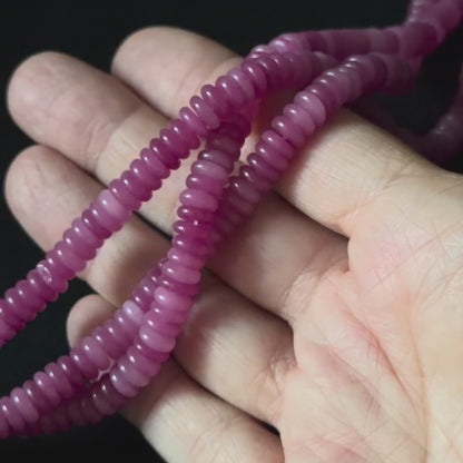 Fuchsia Color Dyed Jade Smooth Rondelle Beads 2x6mm