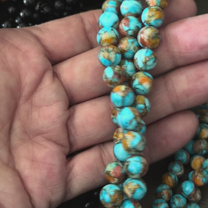 Natural Spiny Oyster Mohave Copper Turquoise Smooth Round Beads 6mm 8mm
