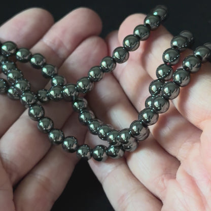 Gray Hematite Smooth Round Beads 6mm 8mm